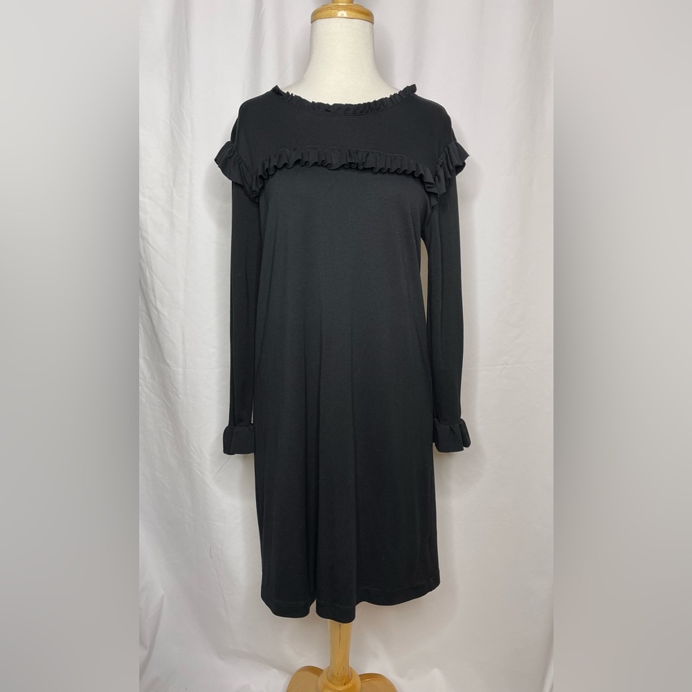 Anthropology Philosophy Long sleeve Black ruffled dress (S)